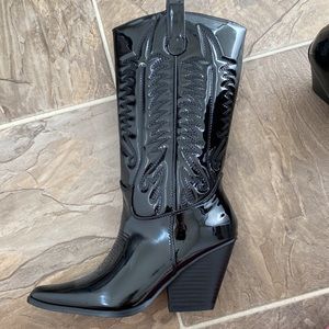 Patent cowboy boots
